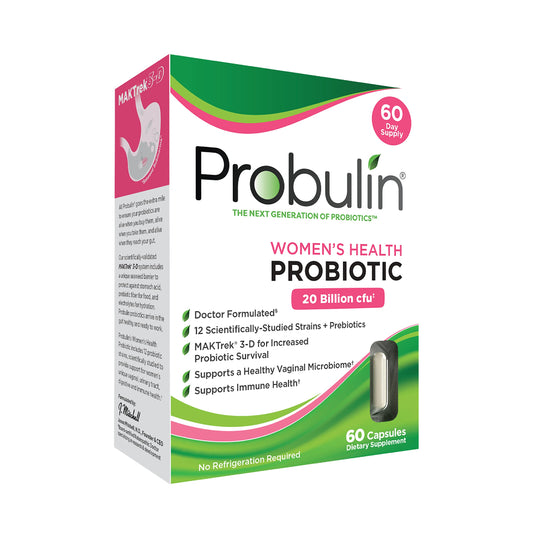 Probulin Women’s Health Probiotic + Prebiotic for Vaginal Gut & Immune Health - 20 Billion CFU - 12 Probiotic Strains 60 Vegan Capsules